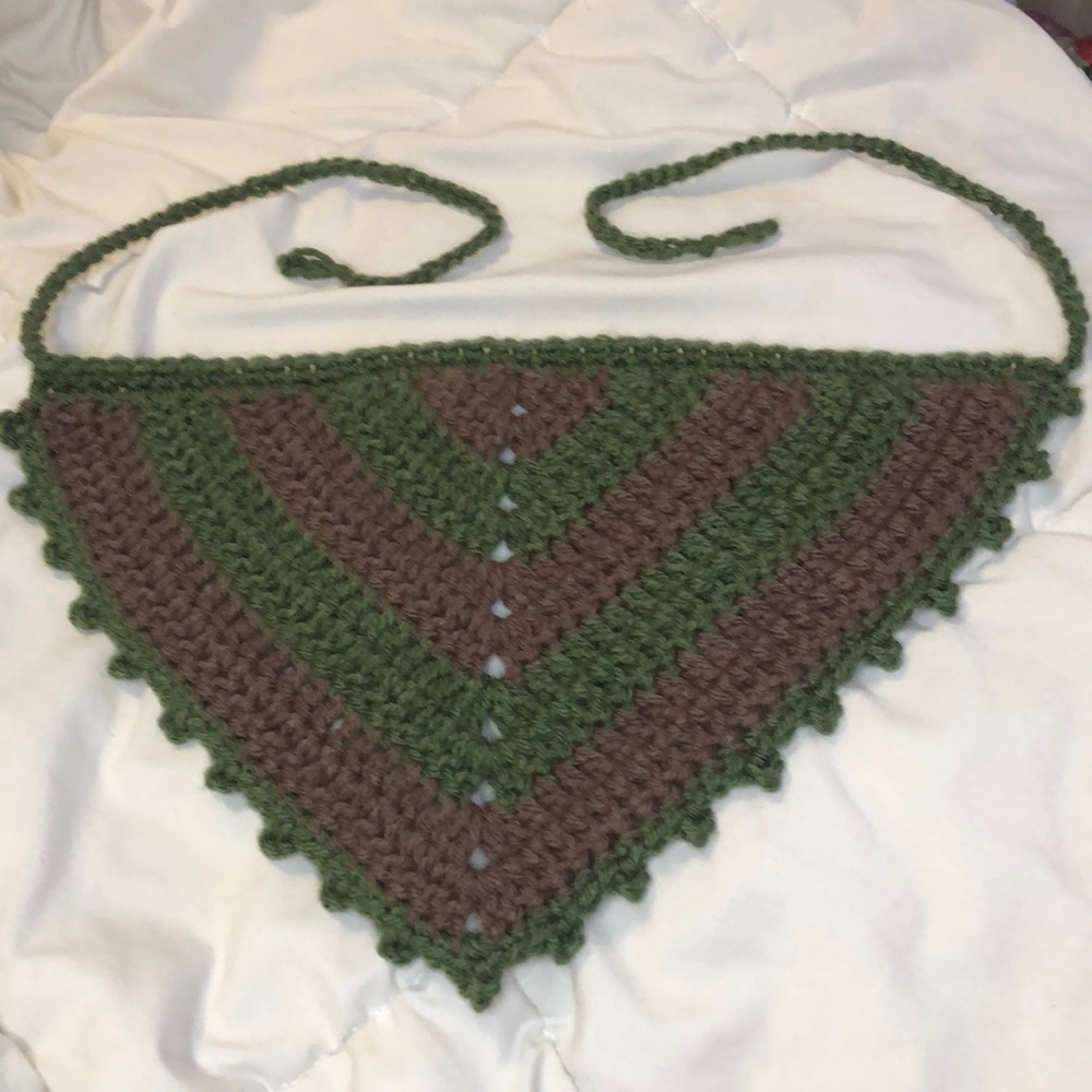 Army Green and Brown Crochet Bandanna ✨Handmade✨